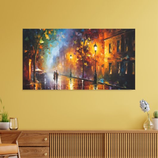 Abstracte romantische stadslandschap olieverfschil canvas afdruk (Insitu (Woonkamer))