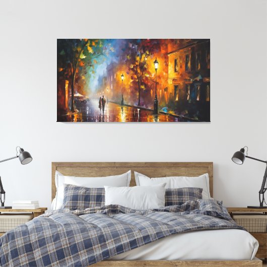 Abstracte romantische stadslandschap olieverfschil canvas afdruk (Insitu (Slaapkamer))