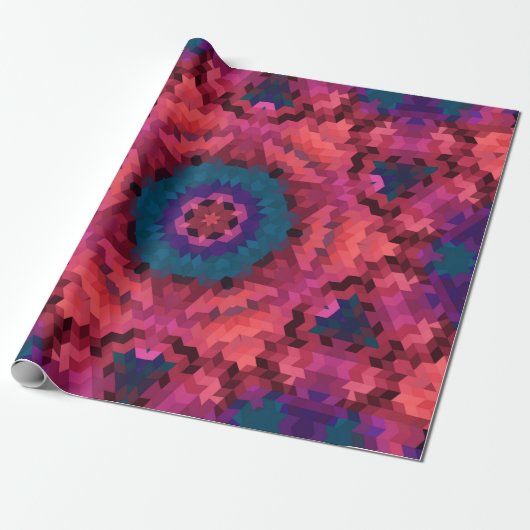 Abstracte rondcirkelvormen mandala kaleidoscope cadeaupapier (Uitgerold)