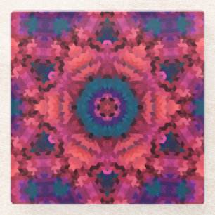 Abstracte rondcirkelvormen mandala kaleidoscope glazen onderzetter