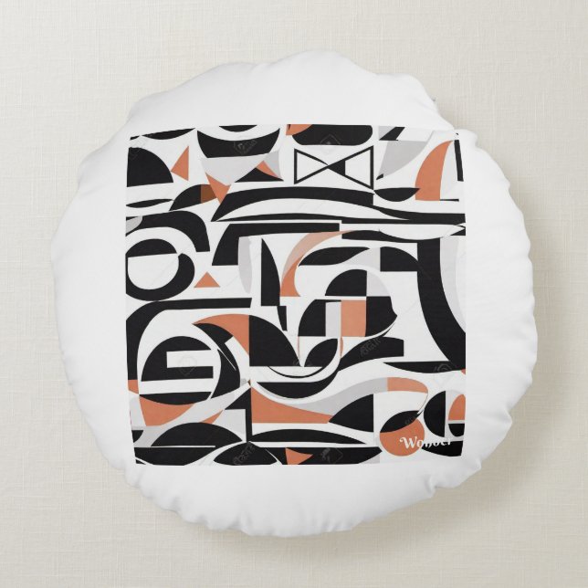 Abstracte Ronde Pillo Rond Kussen (Achterkant)