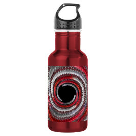 Abstracte Rood en Zwarte Gradiënt Spiraal Fractal Waterfles