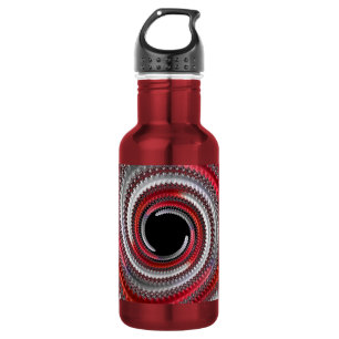 Abstracte Rood en Zwarte Gradiënt Spiraal Fractal Waterfles