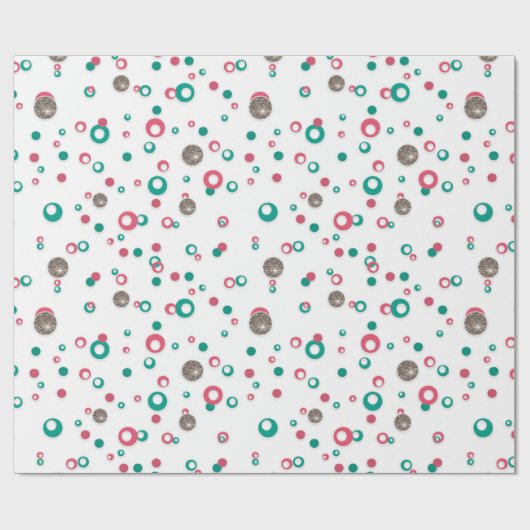 Abstracte rood-groene gouden cirkels moderne kerst cadeaupapier (Vlak)