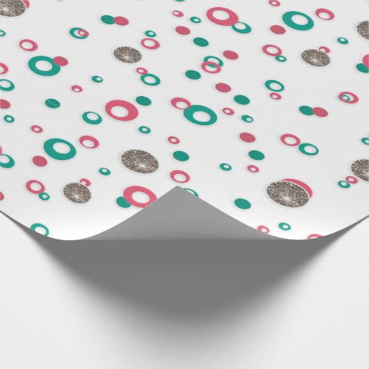 Abstracte rood-groene gouden cirkels moderne kerst cadeaupapier (Hoek)