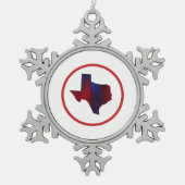 Abstracte Rood van de Staat van Texas & Blauw Tin Sneeuwvlok Ornament (Voorkant)