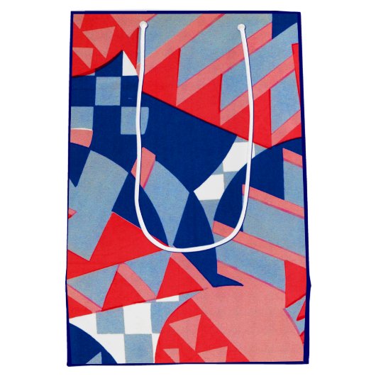 abstracte rood wit en blauw print nr. 1 medium cadeauzakje (Achterkant)