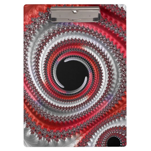 Abstracte rood-zwarte gradiënt spiraal fractaal klembord (Voorkant)