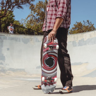 Abstracte Rood Zwarte Gradiënt Spiraal Fractal Persoonlijk Skateboard