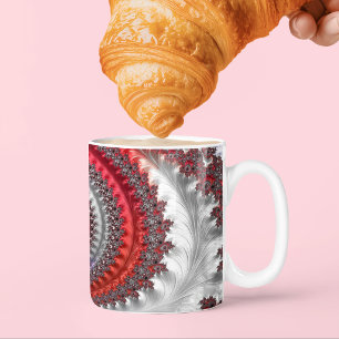 Abstracte rood-zwarte verlopende spiraalfractal koffiemok