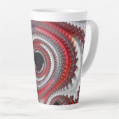Abstracte rood-zwarte verlopende spiraalfractal latte mok (Rechterhoek)