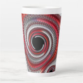 Abstracte rood-zwarte verlopende spiraalfractal latte mok (Voorkant)