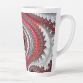 Abstracte rood-zwarte verlopende spiraalfractal latte mok (Rechts)