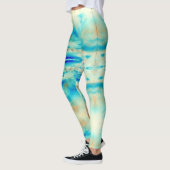 Abstracte roomblauwe turkooiswolken leggings (Links)