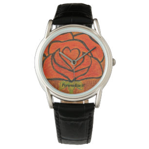 Abstracte roos rode en zwarte accenten horloge