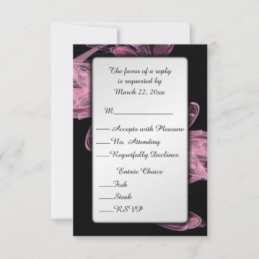 Abstracte Roos RSVP met Menu Keuze (Voorkant)