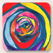 Abstracte roos waterverf pop bier onderzetter (Voorkant)