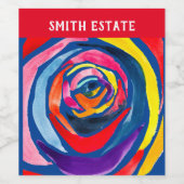Abstracte roos waterverf pop wijn etiket (Enkel label)