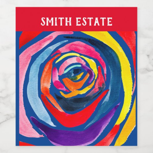 Abstracte roos waterverf pop wijn etiket (Enkel label)