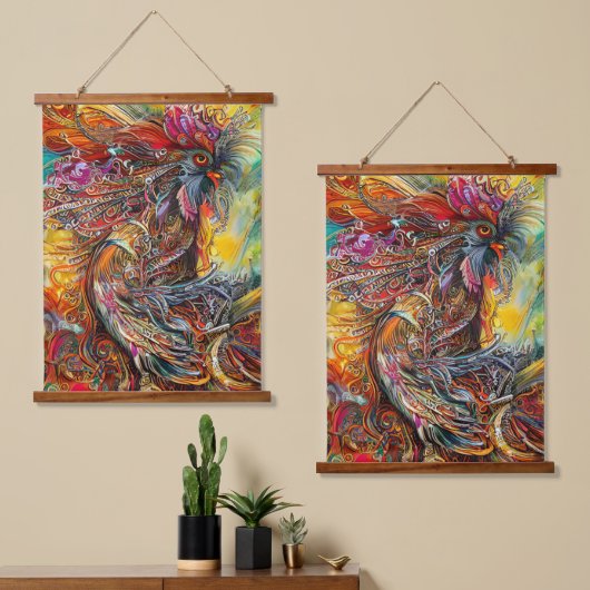 Abstracte Rooster Fantasy Hangend Wandkleed (Asymmetrisch)
