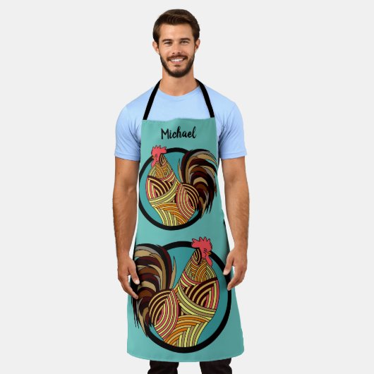 Abstracte Rooster Schort (Gedragen)