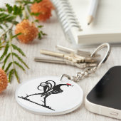 Abstracte Rooster Silhouet Kunst Sleutelhanger (Voorkant Rechts)