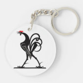 Abstracte Rooster Silhouet Kunst Sleutelhanger (Achterkant)