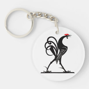 Abstracte Rooster Silhouet Kunst Sleutelhanger