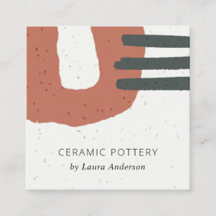 ABSTRACTE ROUWKERAMISCHE TEXTUURTERRACOTTA, GESPEC VIERKANTE VISITEKAARTJE