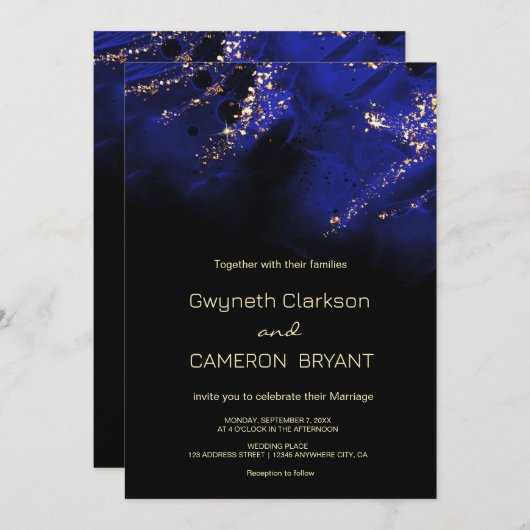 Abstracte Royal Blue en Gold Alcohol Kaart (Voorkant / Achterkant)