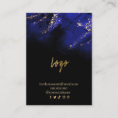 Abstracte Royal Blue en Gold Alcohol oorbellen Visitekaartje (Achterkant)