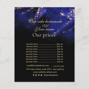 Abstracte Royal Blue en Gold Alcohol prijslijst Flyer