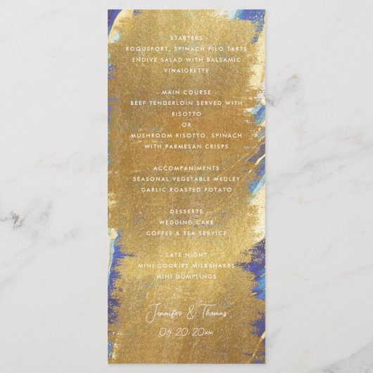 Abstracte Royal Navy blauw en goud kleurrijke brui Menu (Achterkant)