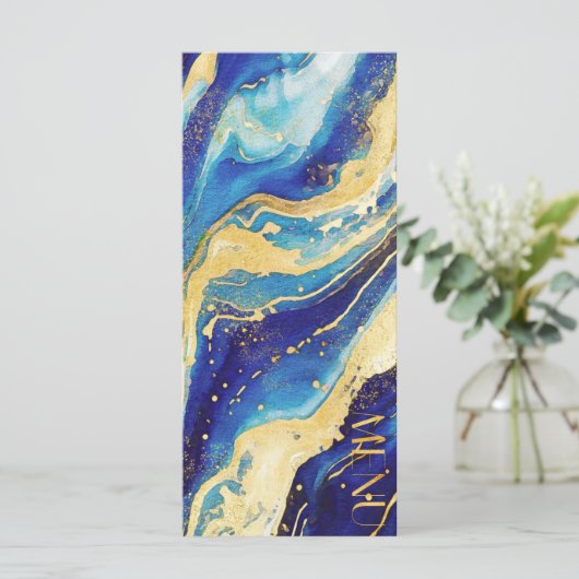 Abstracte Royal Navy blauw en goud kleurrijke brui Menu (Staand voorkant)