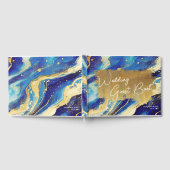 Abstracte Royal Navy Blue en Gold Custom Wedding Gastenboek (Volledig)