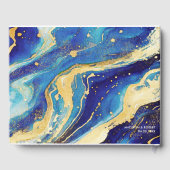 Abstracte Royal Navy Blue en Gold Custom Wedding Gastenboek (Achterkant)