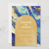 Abstracte Royal Navy Blue Gold Photo Arch Wedding Kaart (Voorkant)