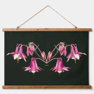 Abstracte Roze Akelei Bloemen Spiegel Hangend Wandkleed