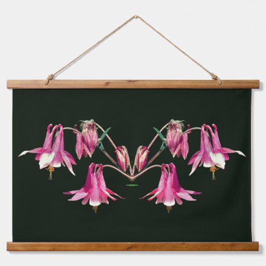 Abstracte Roze Akelei Bloemen Spiegel Hangend Wandkleed (Voorkant)