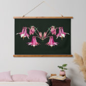 Abstracte Roze Akelei Bloemen Spiegel Hangend Wandkleed (Slaapkamer)