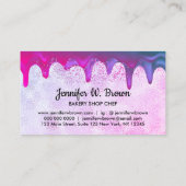 Abstracte roze Bakkerij Pastry Chef Glitz Visitekaartje (Achterkant)