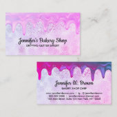 Abstracte roze Bakkerij Pastry Chef Glitz Visitekaartje (Voorkant / Achterkant)