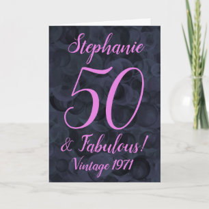 Abstracte roze Black 50 en Fabulous Birthday Kaart