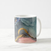 Abstracte roze blauwe achtergrond met prachtige vl koffiemok (Voorkant rechts)