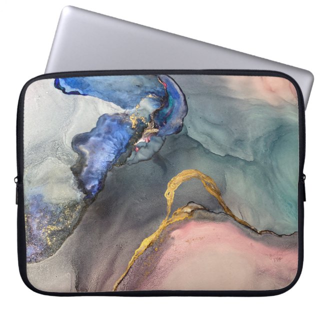 Abstracte roze blauwe achtergrond met prachtige vl laptop sleeve (Voorkant)