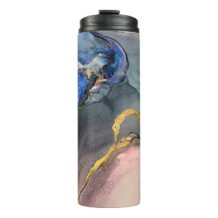 Abstracte roze blauwe achtergrond met prachtige vl thermosbeker