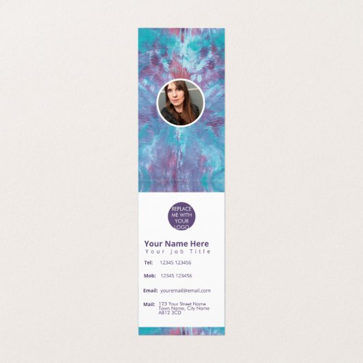 Abstracte roze blauwe daskleurige dijk visitekaartje (Binnenkant ongevouwen)