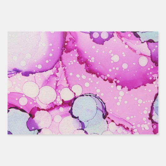 Abstracte roze blauwe Paarse papierbladen voor het Inpakpapier Vel (Voorkant)