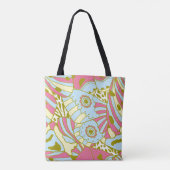 Abstracte roze blauwe vlindervleugel tote bag (Achterkant)