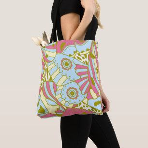 Abstracte roze blauwe vlindervleugel tote bag